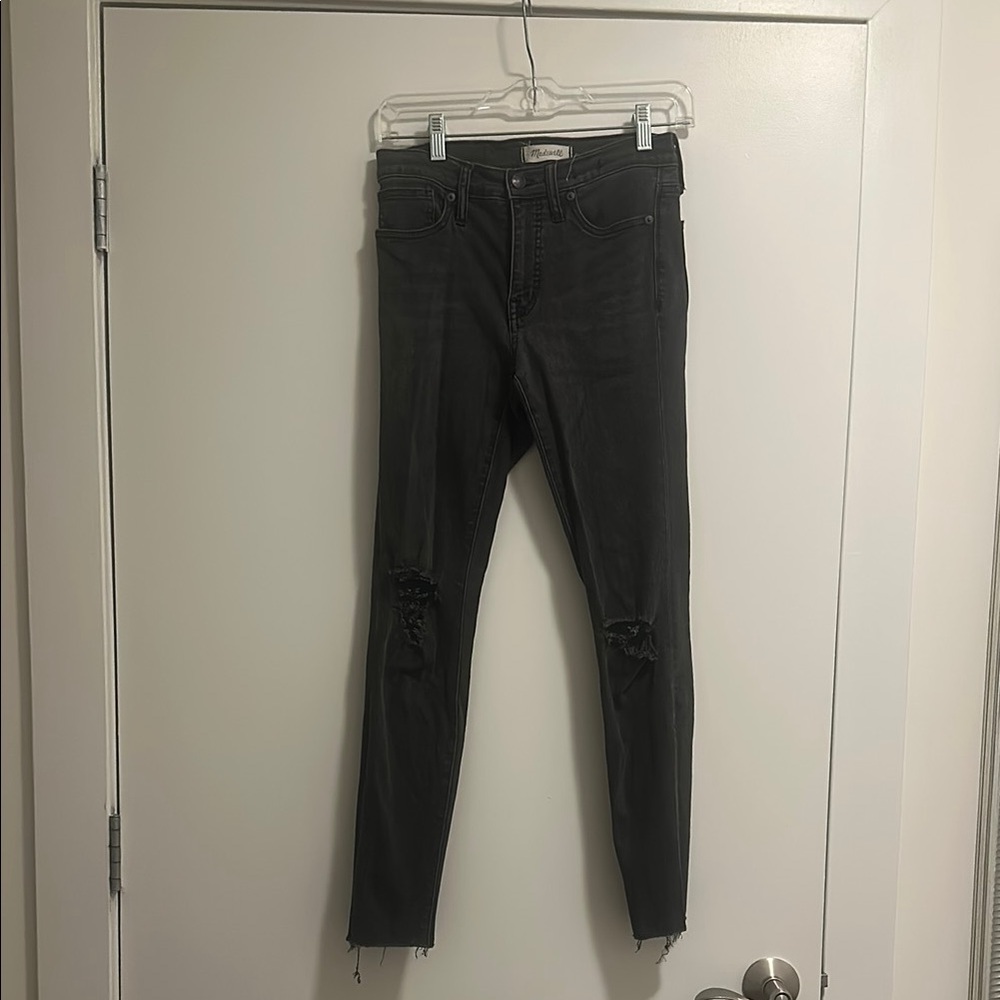 Madewell Dark Grey Distressed Jeans